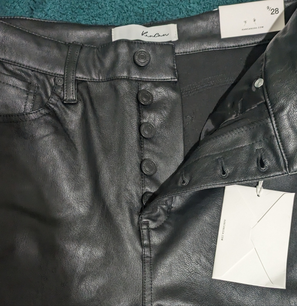 High rise straight Kancan faux leather pants